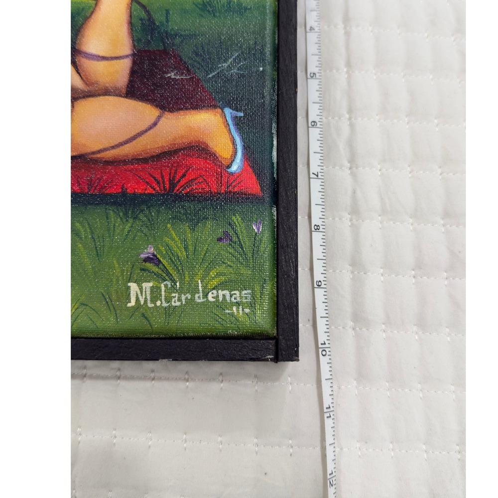 Manuel Cardenas Gorda de Botero Acrylic Painting Signed Nude Art 10x12 Frame - Picture 4 of 6